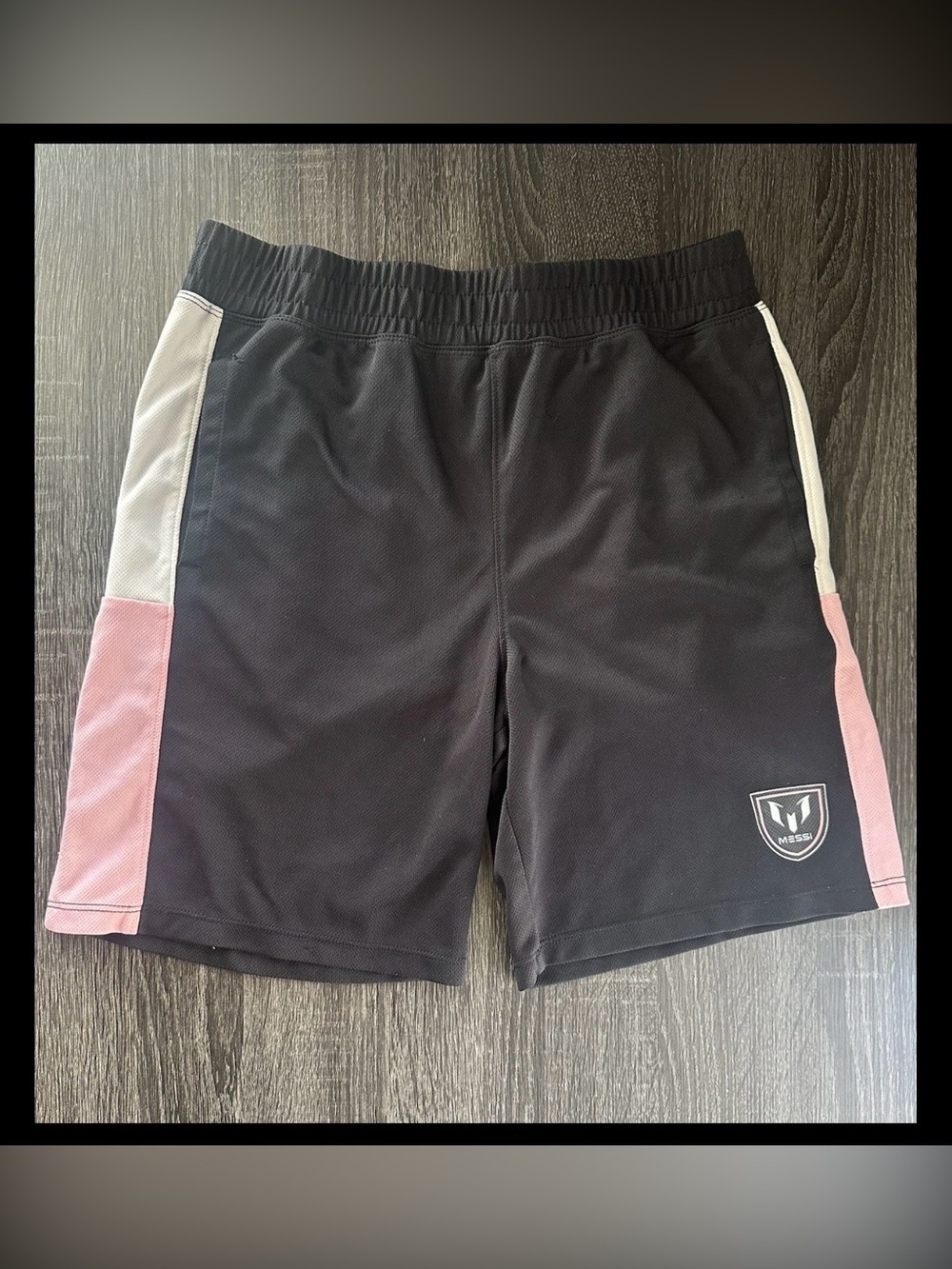 Messi Athletic Shorts XL 14-16 Black Pink White Performance Activewear